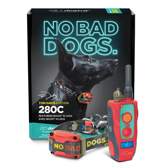 Collier électronique Dogtra Canada Tom Davis 280C avec télécommande pour chiens, rechargeable, étanche, Boost N' Bungee, portée de 0,80 km, pas de mauvais chiens