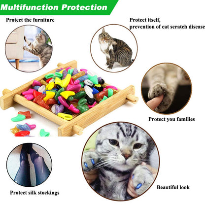 100pcs (10 Colors) Cat Nail Caps, Cat Claw Caps Cat Nail Covers with Adhesive Glue and Applicators (Medium)