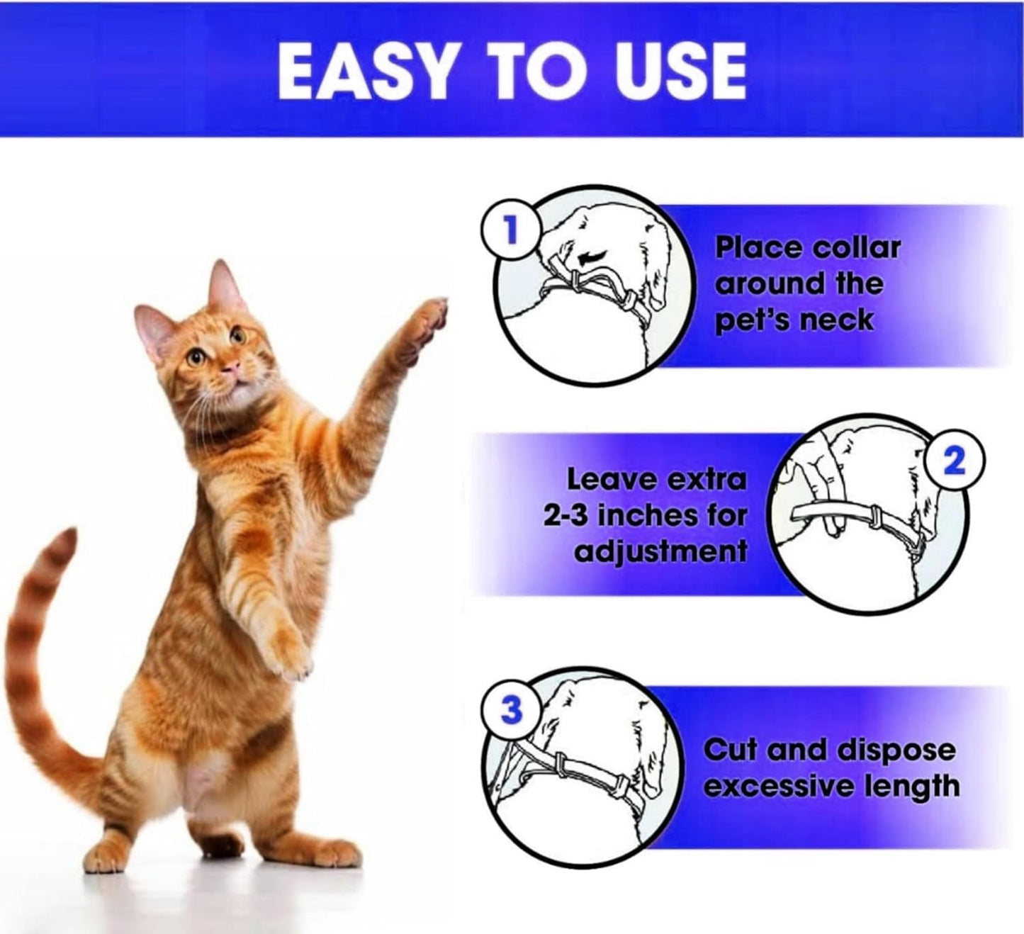 UF-PL 8 Month Cat Collar - Collar for All Cat Breeds and Sizes - Adjustable,Safe,Durable & Effective Collar for Cat 13 Inches-Long Lasting,Flexible,Portable & Waterproof Collar for Cats
