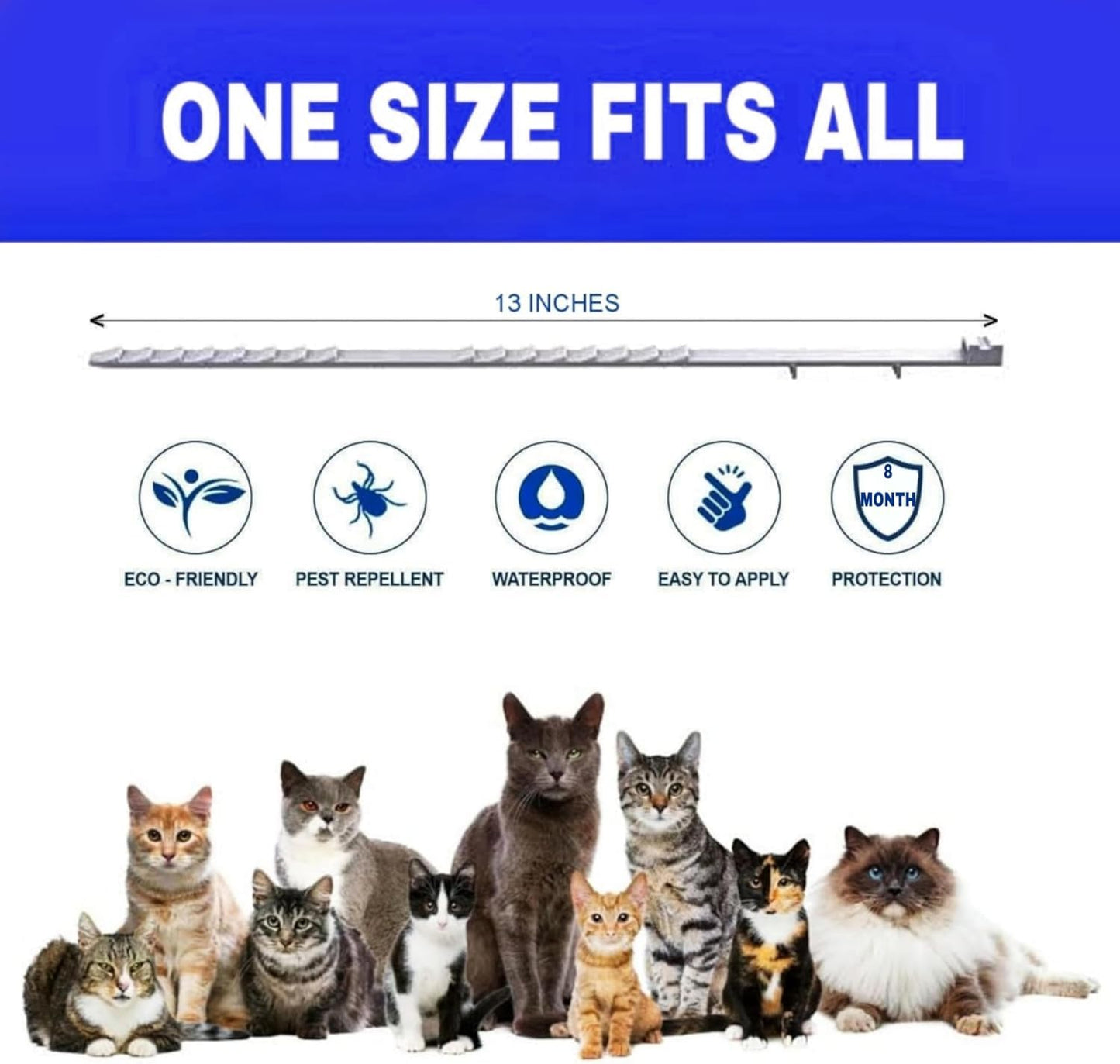 UF-PL 8 Month Cat Collar - Collar for All Cat Breeds and Sizes - Adjustable,Safe,Durable & Effective Collar for Cat 13 Inches-Long Lasting,Flexible,Portable & Waterproof Collar for Cats