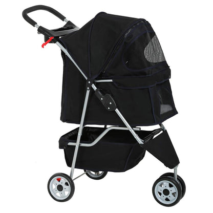 Poussette de transport pliable à 3 roues pour chien et chat BestPet T13 Noir