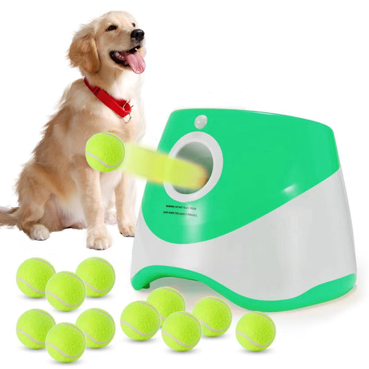 Lanceur de balles pour usage intérieur/extérieur, télécommandé, comprend 12 balles de tennis, lanceur de balles Green Dog