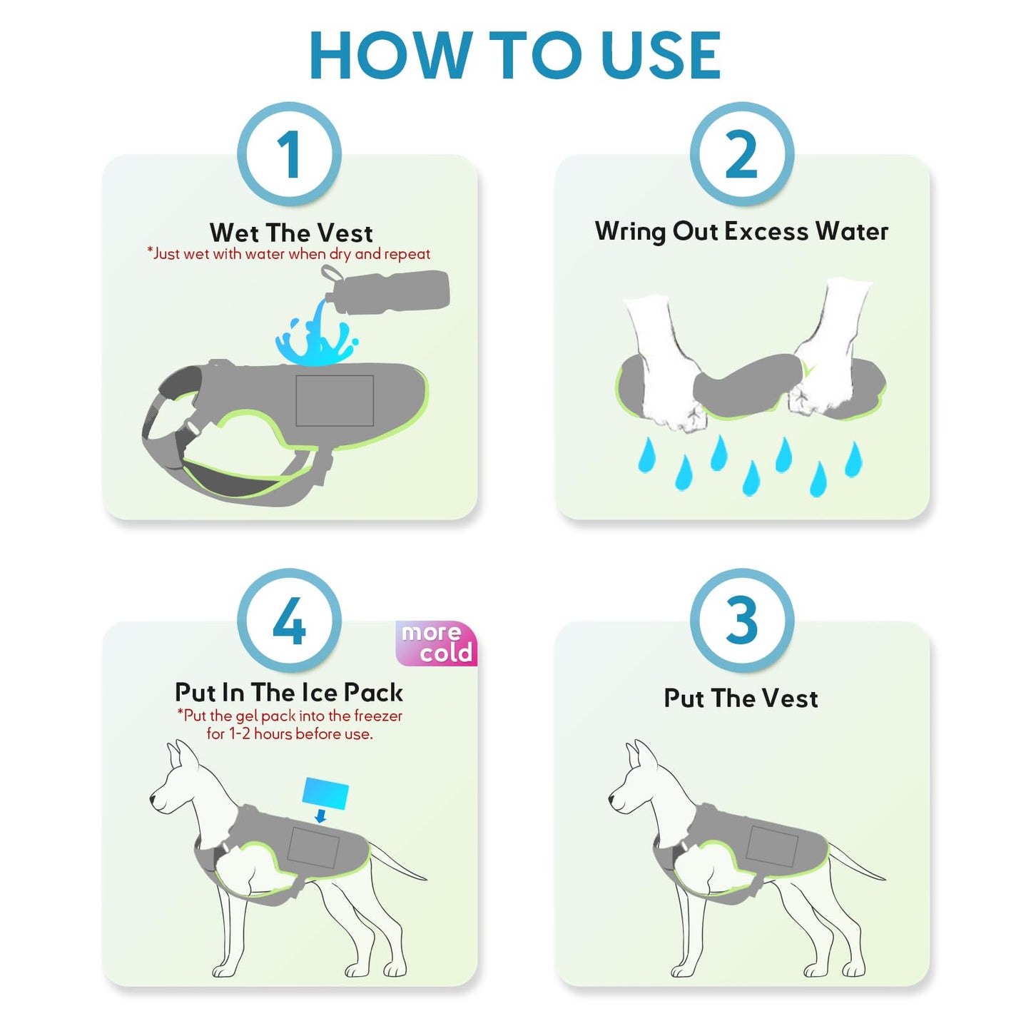Gilet rafraîchissant Mora Pets pour chien avec packs de glace, veste rafraîchissante par évaporation, harnais d'été réglable avec anneau en D pour chiens de grande, moyenne et petite taille, gris, taille L