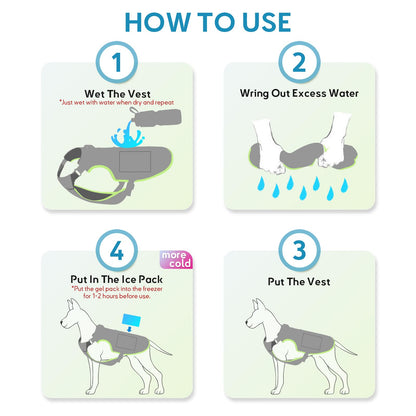 Gilet rafraîchissant Mora Pets pour chien avec packs de glace, veste rafraîchissante par évaporation, harnais d'été réglable avec anneau en D pour chiens de grande, moyenne et petite taille, gris, taille L