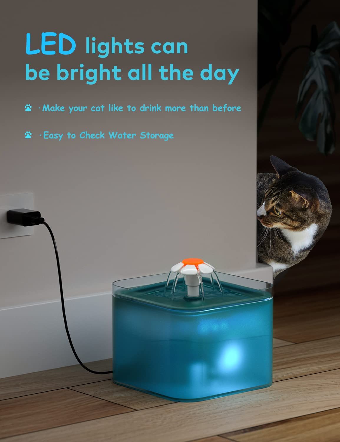 Cat Water Fountain: Cat Fountain - Dog Water Fountain - Water Fountain Indoor Cat - Pet Water Fountain - 2L Pet Fountain - Cat Drinking Water Fountain - Dog Fountain - AONBOY