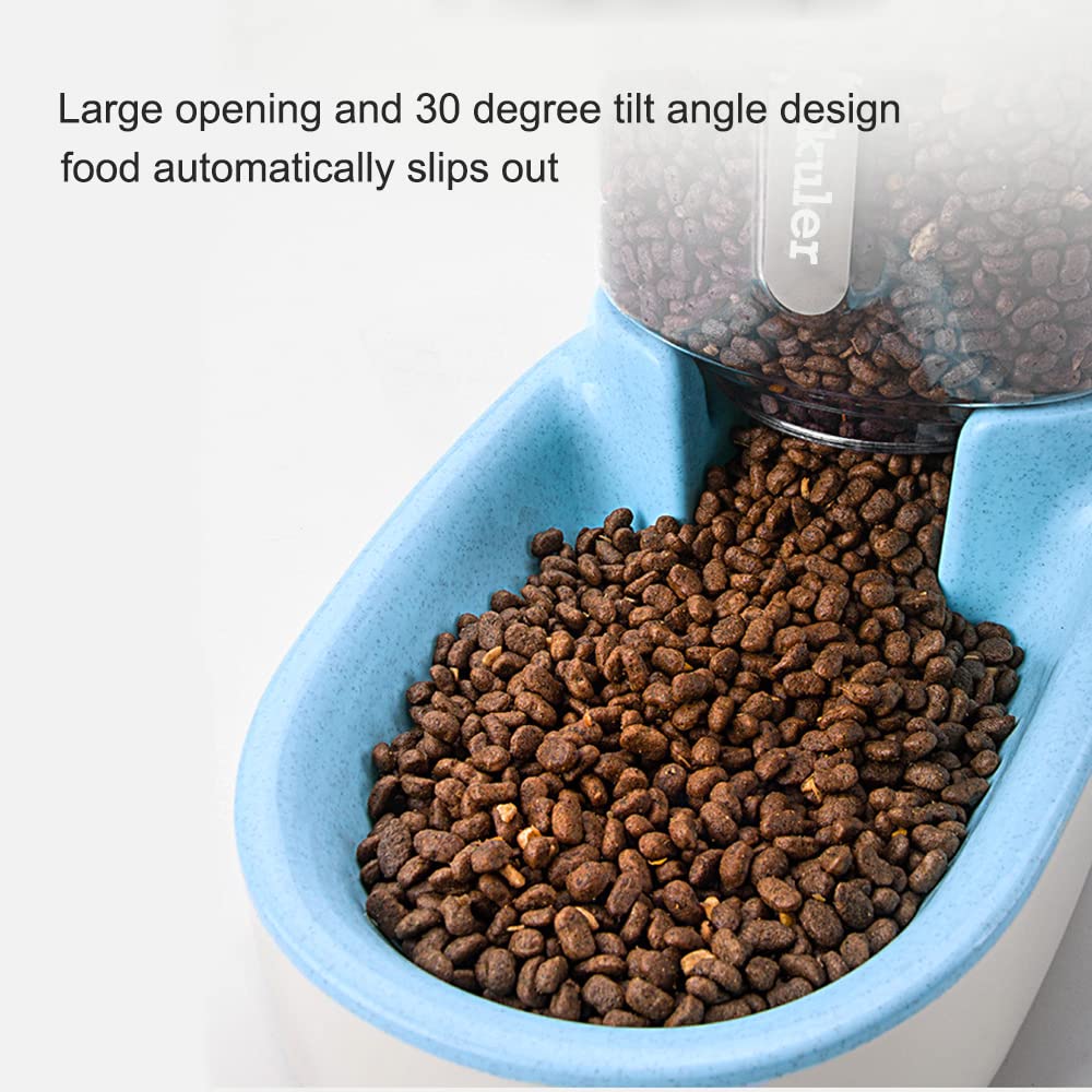 Meikuler Pets Auto Feeder 3.8L,Food Feeder and Water Dispenser Set for Small & Big Dogs Cats and Pets Animals (Blue)