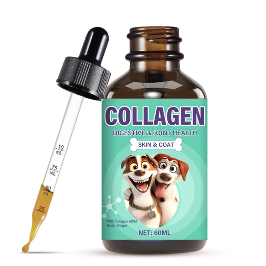 Collagène liquide pour chiens, collagène premium pour chiens avec biotine, favorise la santé digestive et articulaire des animaux, 60 ml-1