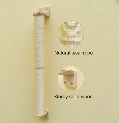 MIAOGE Wall Mounted Cat Scratcher,Cat Wall Scratching Posts and Cat Shelves,Wall Cat Tree for Indoor Cats,Cat Wall Furniture Scratch Posts (Sisal Rope_Φ7)