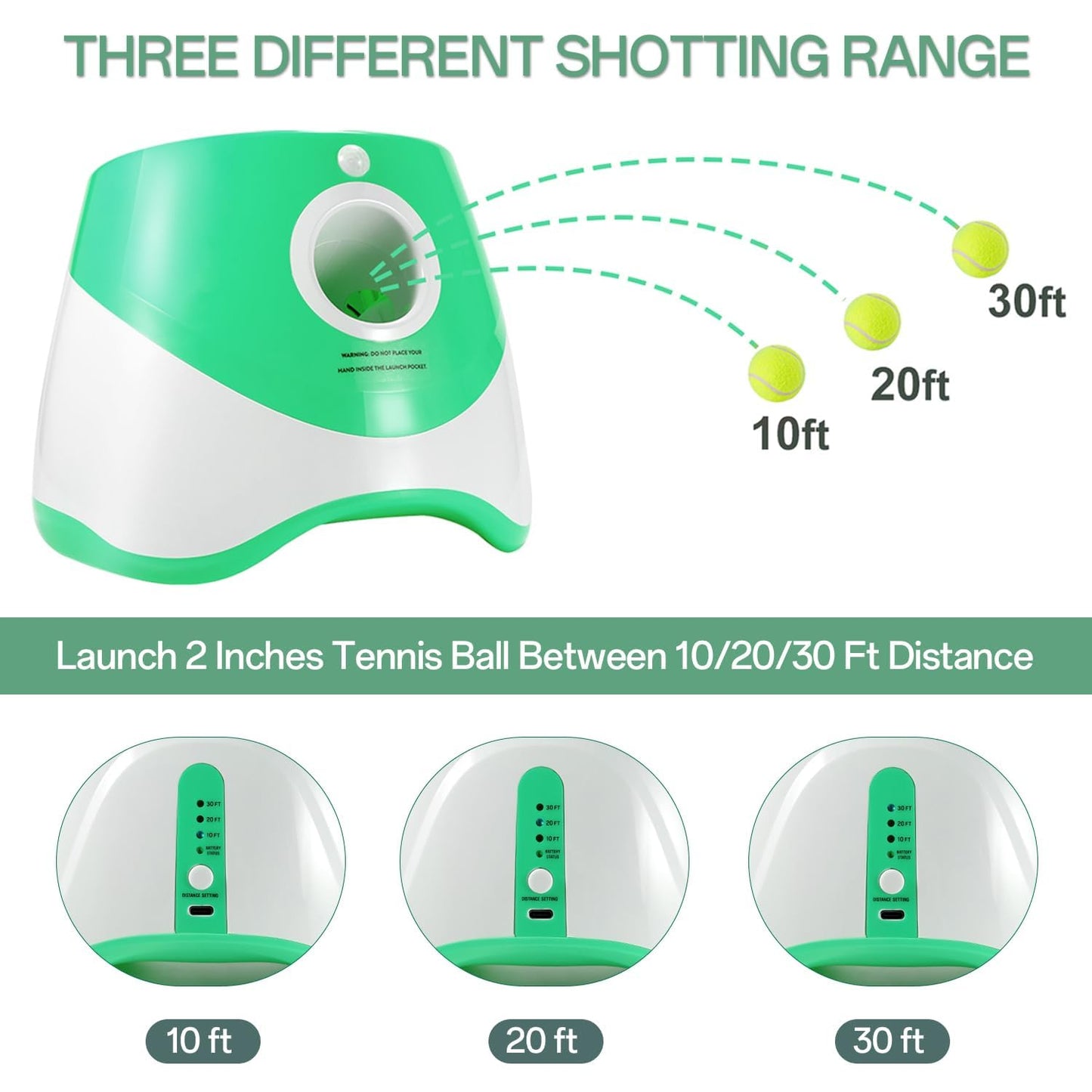 Lanceur de balles pour usage intérieur/extérieur, télécommandé, comprend 12 balles de tennis, lanceur de balles Green Dog