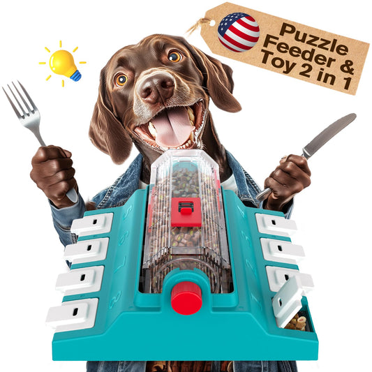 KADTC Dog Puzzle Toy for Medium/Extra/Large/Dogs Mind Game Self Play Spinning N' Eat Food Capacity 16.4 oz Adjustable Slow Feeder Treat Dispensing Interactive Boredom Brain Mental Stimulation Games CA