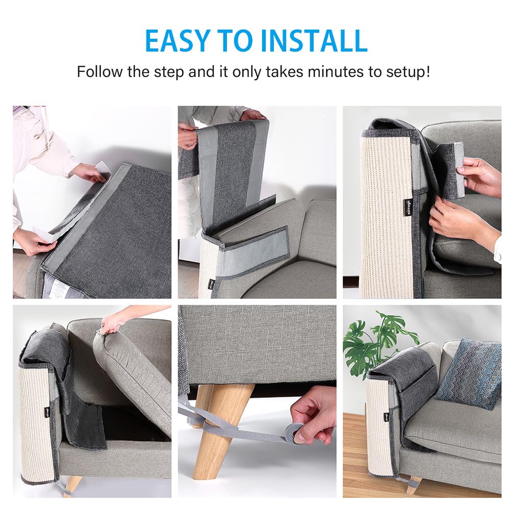NATUYA Furniture Protectors from Cats-Cat Furniture Protector-Cat Scratch Deterrent Cushion-Stretchable Anti-Scratch Sofa Cushion (Dark Gray, Left)
