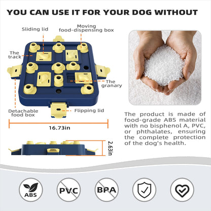 KADTC Dog Puzzle Toy Dogs Brain Stimulation Mentally Stimulating Educationa Toys Puppy Treat Food Feeder Dispenser Advanced Level 3 in 1 Interactive Games for Small/Medium/Large Aggressive Chewer CA
