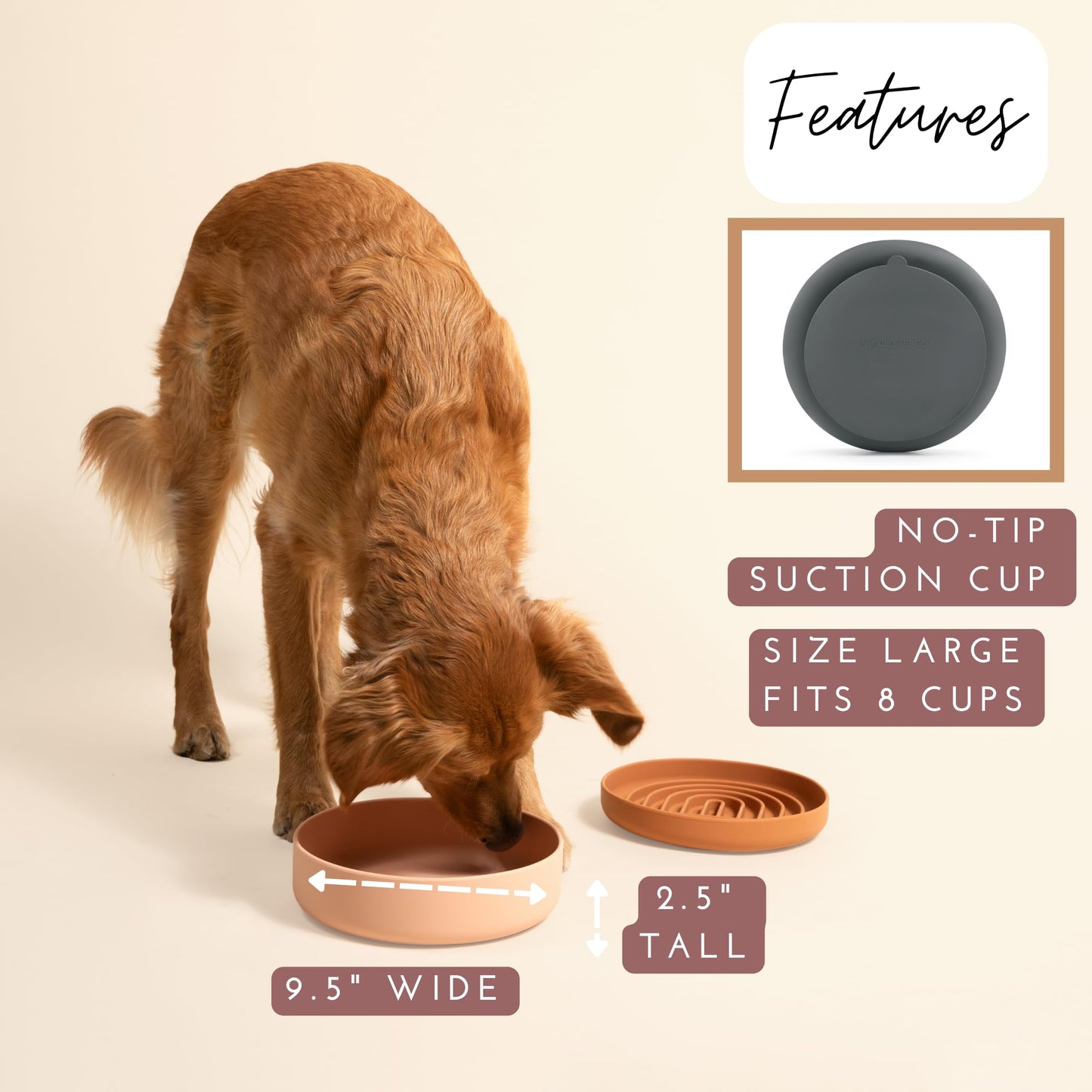 Gamelle anti-fuite pour chien - Silicone de qualité supérieure, anti-fuite, avec ventouse, anti-fuite, gamelles pour chien de taille moyenne, gamelle pour chat (gris charbon, grande gamelle)