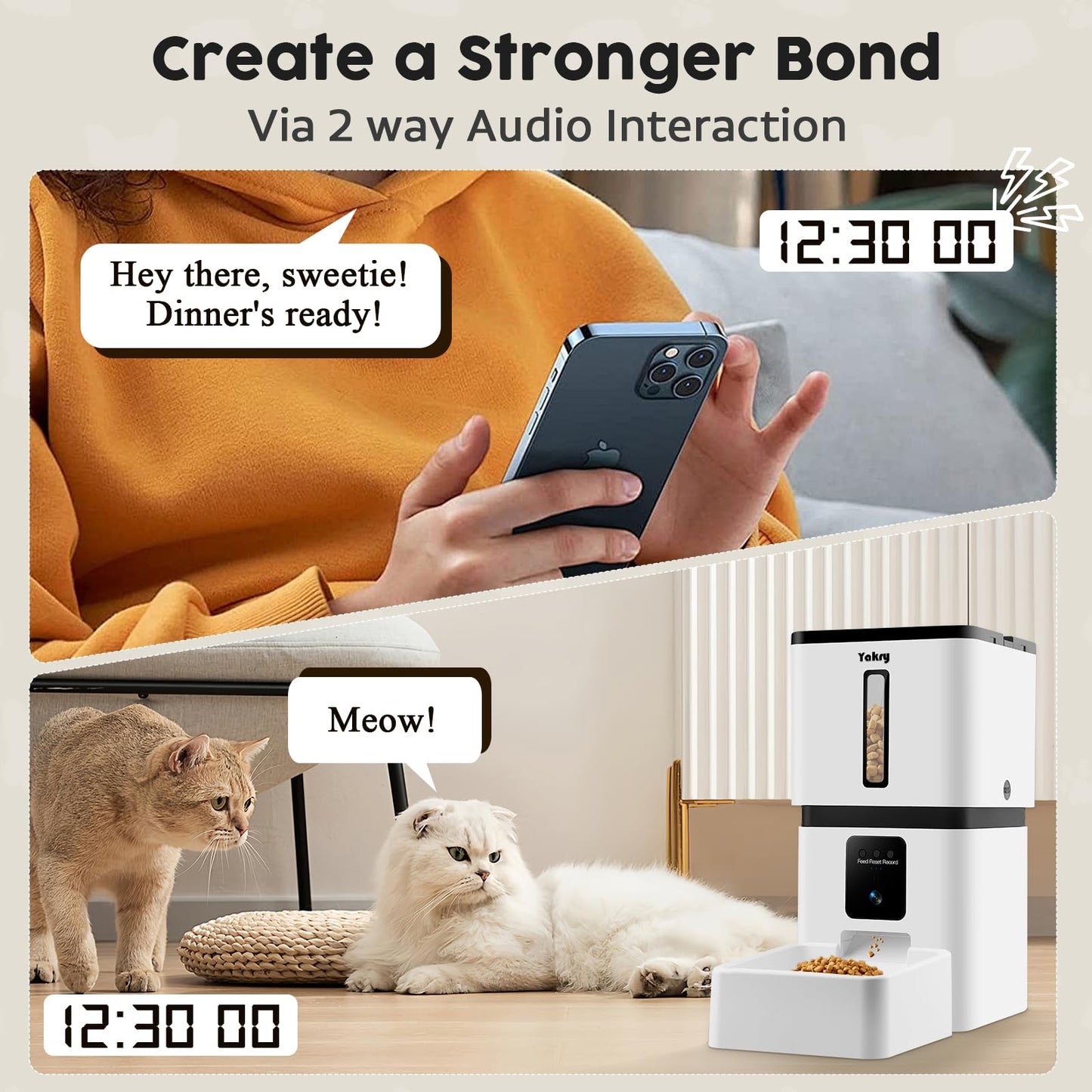 Automatic Dog Feeder with Camera WiFi: 33 Cups 5G App Control Easy Setup Cat Food Dispenser - HD 1080P Video Recording Timed Pet Feeder for Cat Dog Small-Pet