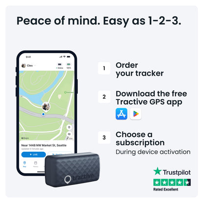 Tractive GPS Cat Tracker (6.5 lbs+) | Real-time Pet Location Tracker | Health & Wellness Alerts | Battery Life Up to 7 Days | Breakaway Cat Collar Included (Dark Blue)