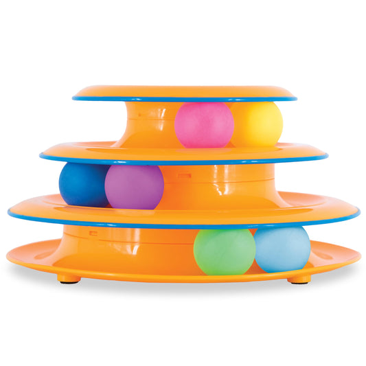 Jouet interactif à 3 niveaux pour chat Petstages Tower of Tracks