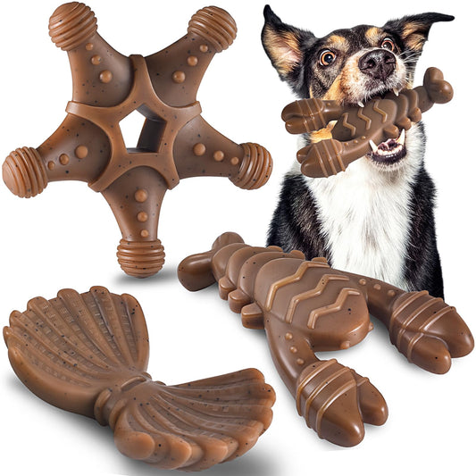Jouets pour chiens agressifs, jouets indestructibles pour grands chiens, jouets à mâcher pour chiens de toutes races, lot de 3 super jouets à mâcher en nylon résistant, cadeau pour chiens