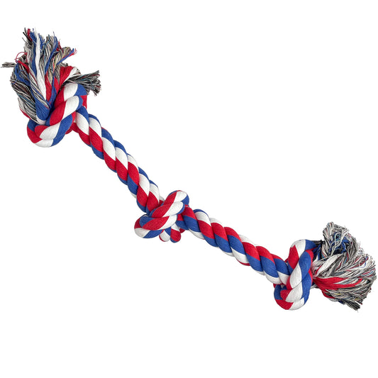 PetBox Knotted Rope Chew Toy for Dogs - Large Three Knot 20"