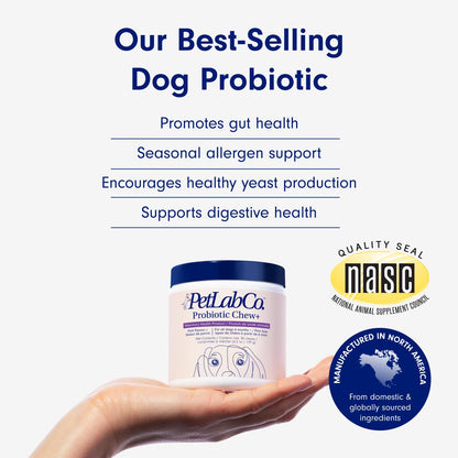 PetLab Co. Probiotics for Dogs - Support Gut Health, Itchy Skin, Seasonal Allergies, and Yeast with Each Tasty Chew - Dog Probiotics - Safe for Small, Medium and Large Dogs - Packaging May Vary