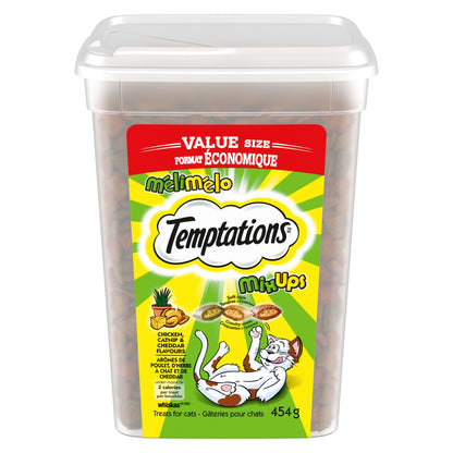 TEMPTATIONS Mix-Ups Adult Cat Treats, Catnip (Chicken, Catnip & Cheddar Flavour), 454g Tub