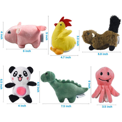 Squeaky Dog Toys for Puppy Small Medium Dogs, Stuffed Samll Dog Toys Bulk with 12 Plush Pet Dog Toy Set, Cute Safe Dog Chew Toys Pack for Puppies Teething (6 Dog Toys)