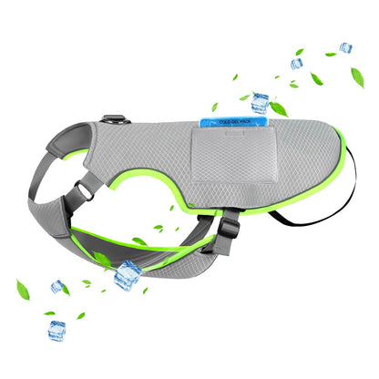 Gilet rafraîchissant Mora Pets pour chien avec packs de glace, veste rafraîchissante par évaporation, harnais d'été réglable avec anneau en D pour chiens de grande, moyenne et petite taille, gris, taille L