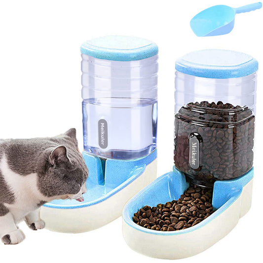 Distributeur automatique de nourriture et d'eau Meikuler Pets 3,8 L pour petits et grands chiens, chats et animaux de compagnie (bleu)