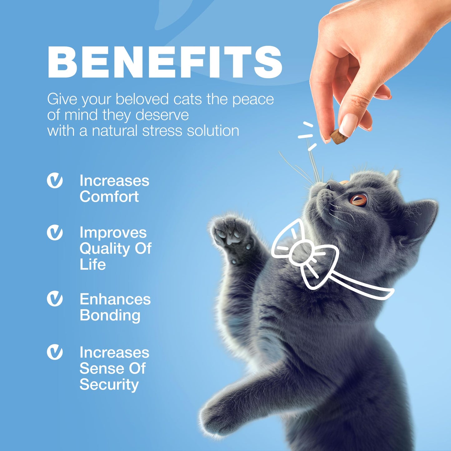 Hemp Cat Calming Treats - Probiotic Melatonin Soft Chews for Cat Anxiety Relief with Hemp Seed Oil - Calming Chews for Stress, Storms, Travel, Grooming, Separation Anxiety - Behavioural Support