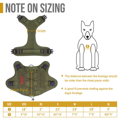 OneTigris Tactical Dog Harness,FIRE Watcher 2.0 No-Pull Dog Harness Vest with Hook & Loop Panels, Military Dog Harness Adjustable Dog Vest Harness for Walking Hiking Training (Ranger Green,Small)