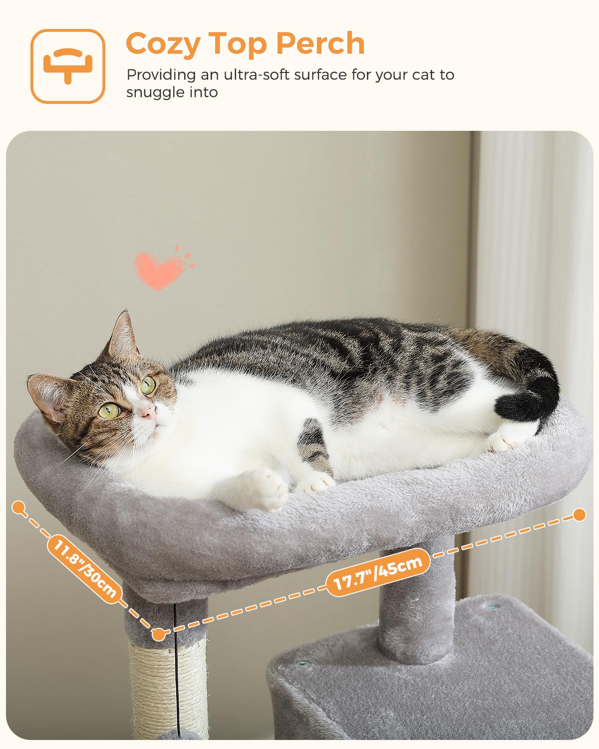 PEQULTI Cat Tree for Large Cats with Metal Frame Big Hammock, Cat Tower for Indoor Cats with 2 Door Condo House, [56.3"=143cm] Multi-Level Cat Shelves with Scratching Posts and Top Perch, Grey
