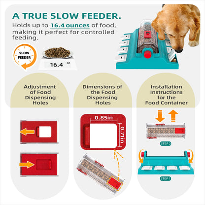 KADTC Dog Puzzle Toy for Medium/Extra/Large/Dogs Mind Game Self Play Spinning N' Eat Food Capacity 16.4 oz Adjustable Slow Feeder Treat Dispensing Interactive Boredom Brain Mental Stimulation Games CA