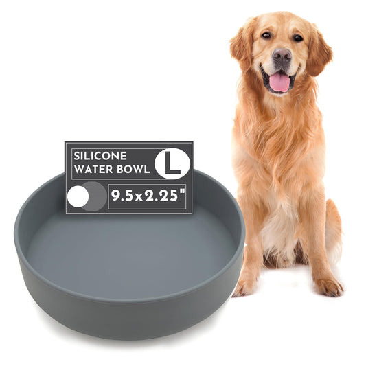 Gamelle anti-fuite pour chien - Silicone de qualité supérieure, anti-fuite, avec ventouse, anti-fuite, gamelles pour chien de taille moyenne, gamelle pour chat (gris charbon, grande gamelle)