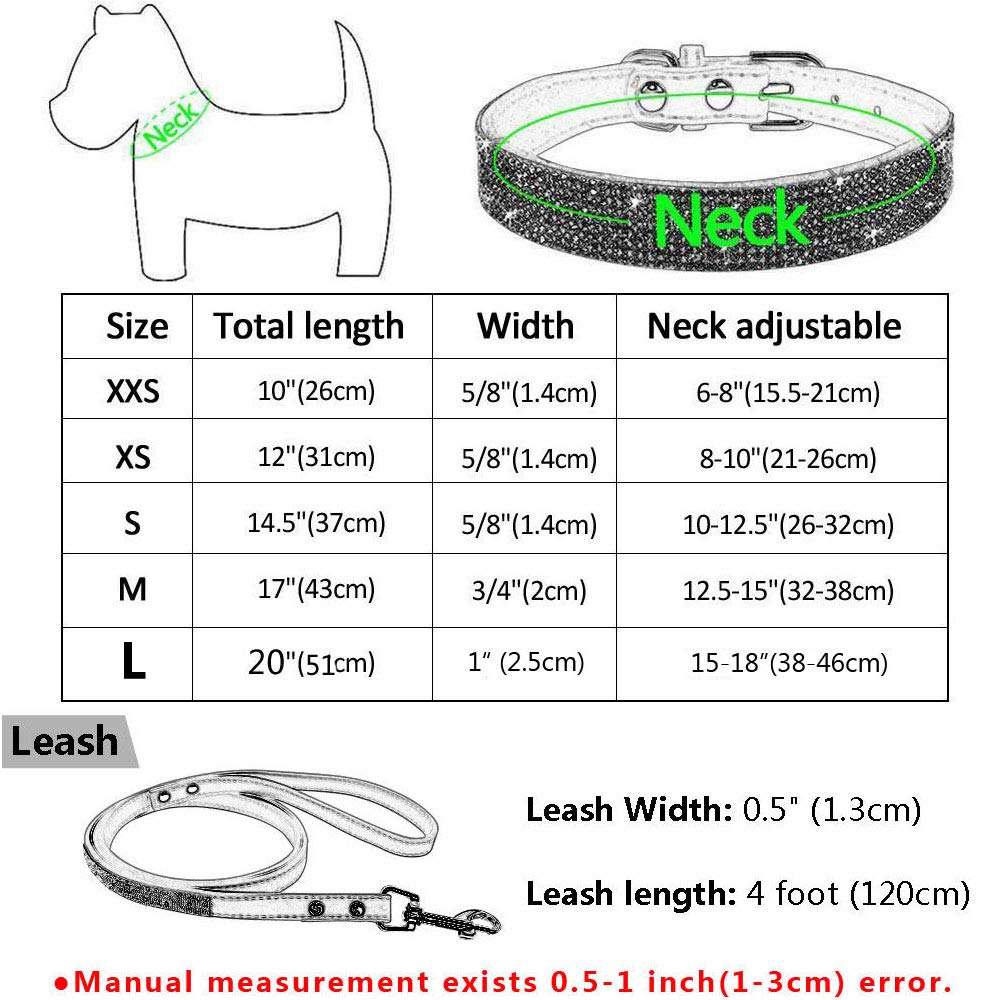 Haoyueer Cute Dazzling Sparkling Elegant Fancy Soft Suede Leather Bling Rhinestone Crystal Jeweled Pet Cat Dog Puppy Collar Dog Leash Combo Set(Pink,XXS)