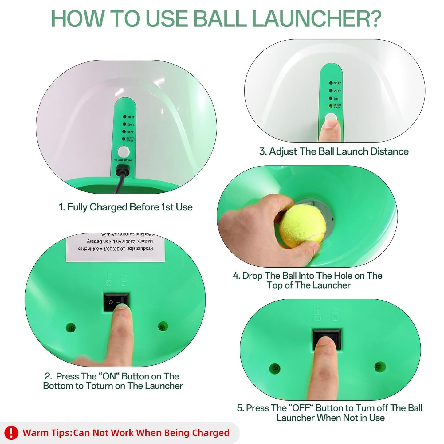 Lanceur de balles pour usage intérieur/extérieur, télécommandé, comprend 12 balles de tennis, lanceur de balles Green Dog