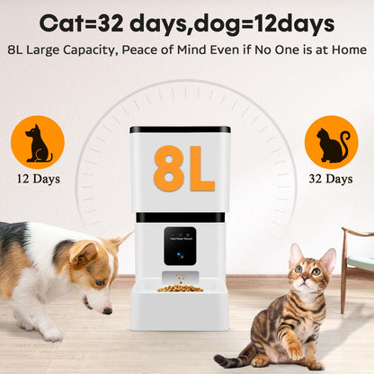 Automatic Dog Feeder with Camera WiFi: 33 Cups 5G App Control Easy Setup Cat Food Dispenser - HD 1080P Video Recording Timed Pet Feeder for Cat Dog Small-Pet