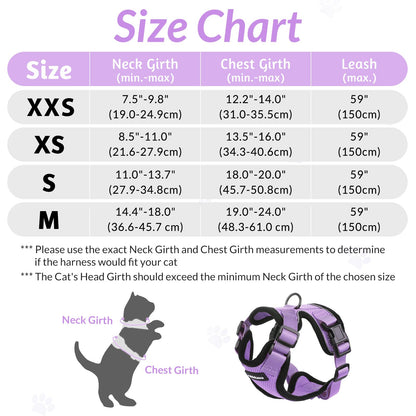 rabbitgoo Cat Harness and Leash for Walking, Escape Proof Soft Adjustable Vest Harnesses for Small Medium Cats, Easy Control Breathable Reflective Strips Jacket, XXS, Light Purple