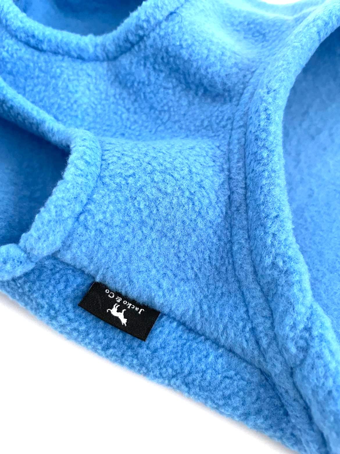 JACKO & CO - Fleece Vest Sweater with Leash Ring - Soft Lightweight Breathable for Puppies Small Medium Dogs, Kitten, Cats, Chihuahua - Warm for Fall/Autumn/Winter (Blue, L (10-16lbs))