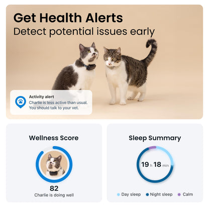 Tractive GPS Cat Tracker (6.5 lbs+) | Real-time Pet Location Tracker | Health & Wellness Alerts | Battery Life Up to 7 Days | Breakaway Cat Collar Included (Dark Blue)