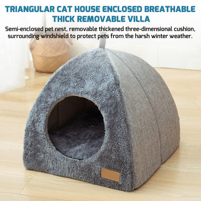 Pet Cave Bed - Warm Cat Bed for Indoor Cats - Pet Tent Cave Igloo Bed for Cats/Small Dogs - Pet Dog Cat Cave Bed - Kitten Bed Cat Tent Cat Bed House with Removable Washable Cushion