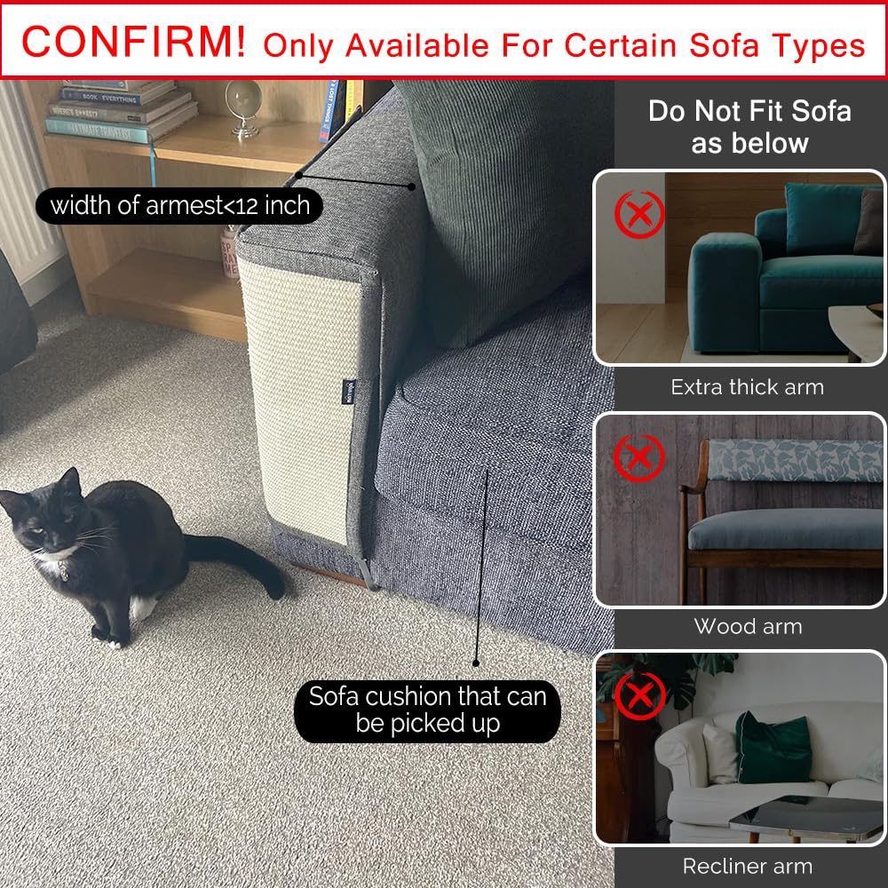 NATUYA Furniture Protectors from Cats-Cat Furniture Protector-Cat Scratch Deterrent Cushion-Stretchable Anti-Scratch Sofa Cushion (Dark Gray, Left)