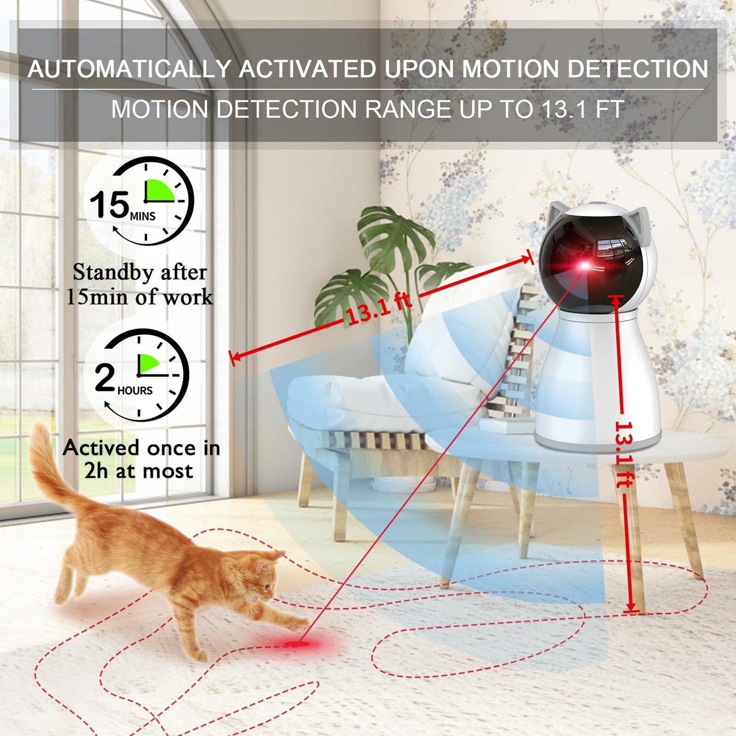 YVE LIFE Cat Toys,The 4th Generation Real Random Trajectory,Motion Activated Rechargeable Automatic Cat Laser Toy,Interactive Cat Toys for Indoor Cats/Kittens/Dogs