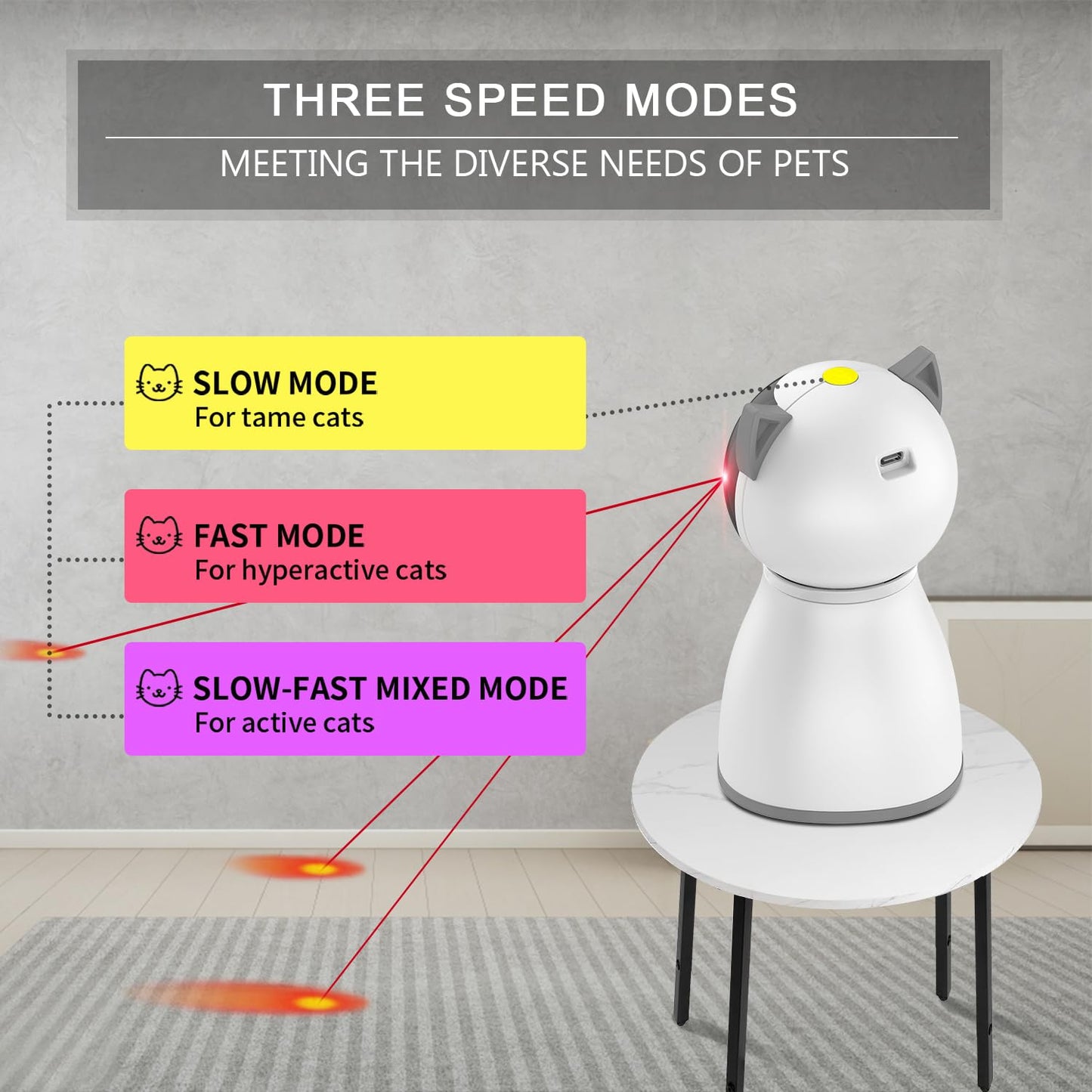 YVE LIFE Cat Toys,The 4th Generation Real Random Trajectory,Motion Activated Rechargeable Automatic Cat Laser Toy,Interactive Cat Toys for Indoor Cats/Kittens/Dogs