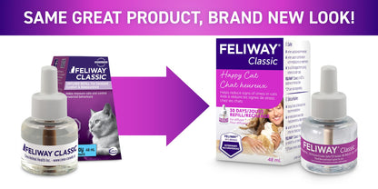 FELIWAY CLASSIC Diffuser Refill 3-Pack - Use with FELIWAY Cat Diffusers - Comforts Cats at Home & Helps Control Unwanted Urine Spraying, Cat Scratching and Hiding (90 Day Supply, FELIWAY Refill C238)