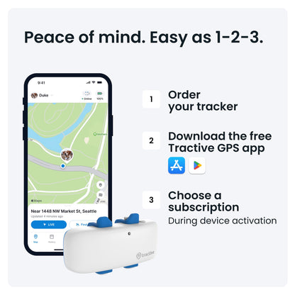Tractive GPS Pet Tracker for Dogs - Waterproof, GPS Location & Smart Pet Activity Tracker, Unlimited Range, Works with Any Collar (White)