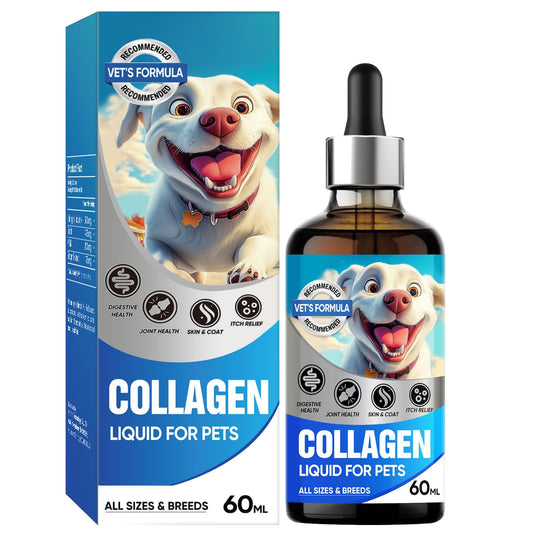 Collagène liquide pour chiens, complément alimentaire en gouttes pour soutenir les articulations et la santé digestive. Collagène liquide pour chiens pour un pelage brillant et une peau saine, renforce l'immunité, sans OGM ni gluten.