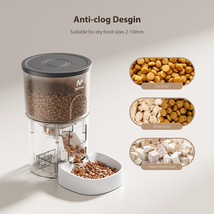 IMIPAW Automatic Cat Feeders, 3L Timed Cat Dry Food Dispenser with Anti-Clogging Design, Auto Pet Feeder for Cats and Dogs, 1-6 Meals Per Day