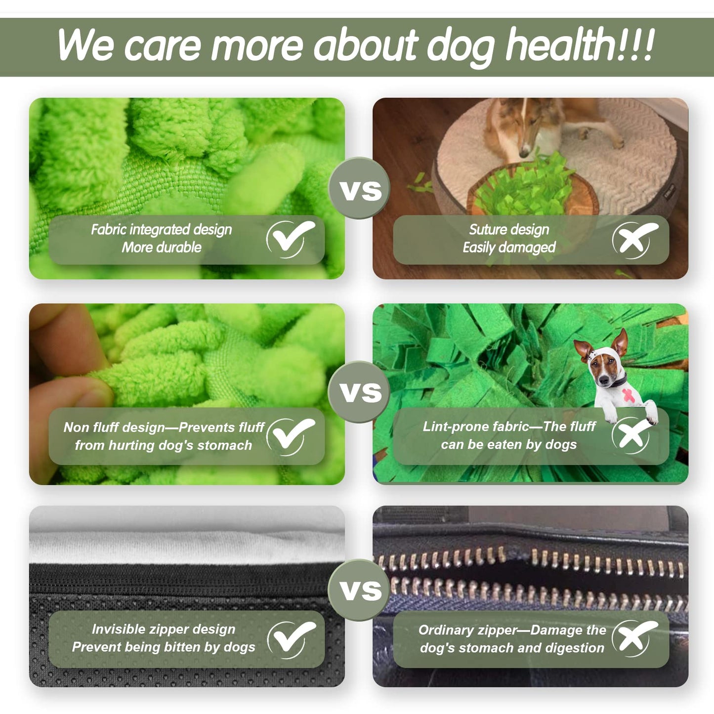 Bakumon Snuffle Mat for Dogs 21x16Inch Interactive Sniff Mats for Large Medium Small Breed Dog Pet,Snuffle Bowl Mat Nosework Training Foraging Pad Feed Game Stress Relief (Green)