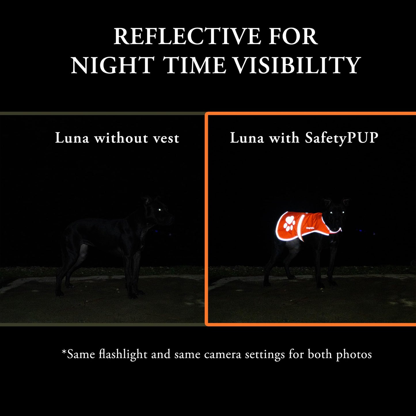 SafetyPUP XD Dog Reflective Vest. Blaze Orange Hi Vis Dog Vest Protects Dogs from Cars & Hunting Accidents (XL)
