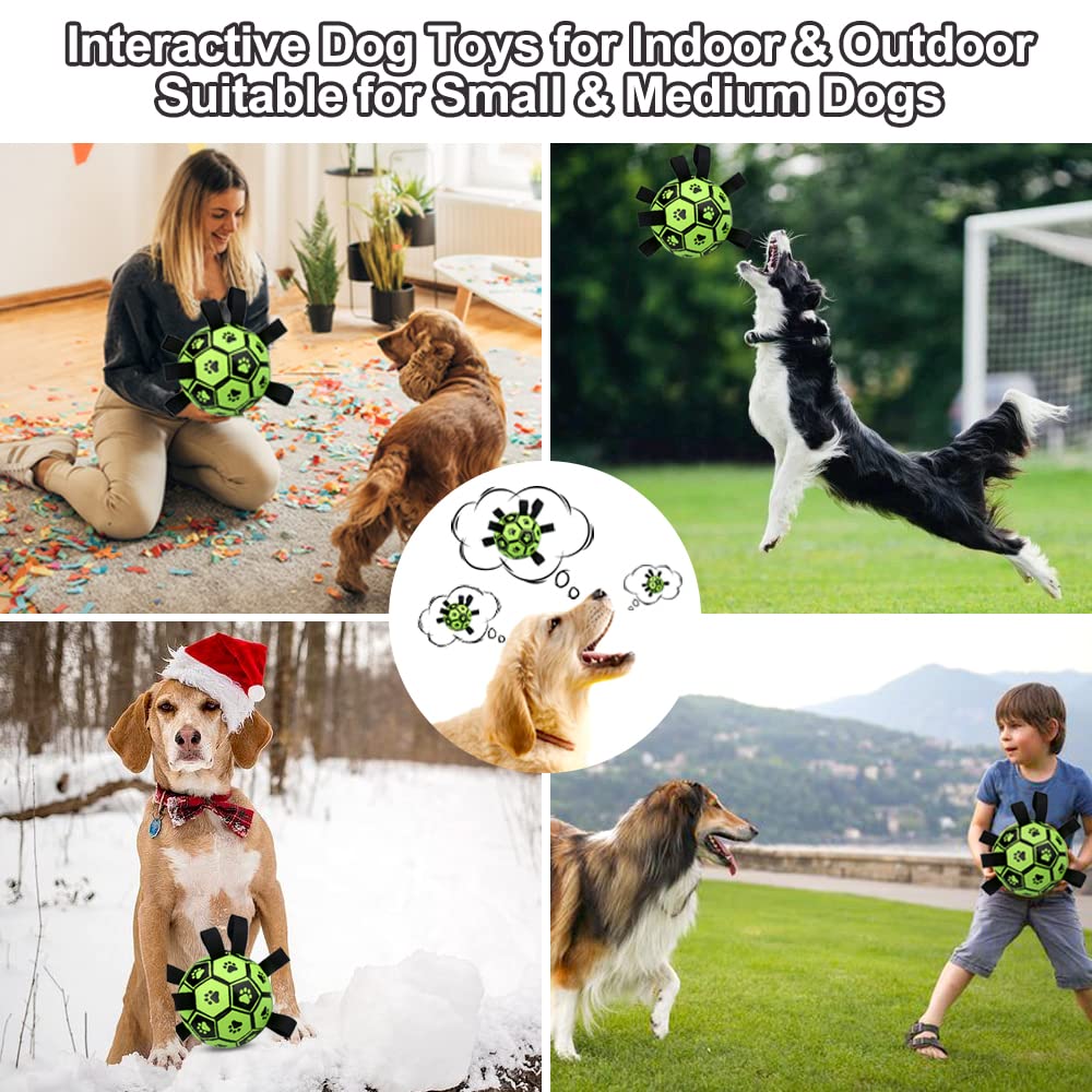 Jouets interactifs pour chiens FITNOVO, jouet à rapporter et à tirer avec sangles, balle d'eau flottante pour petits et moyens chiens, balle de troupeau durable pour le jeu - Vert