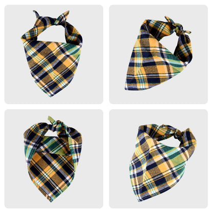 KUUQA 10 Pack Triangle Dog Bandanas, Plaid Bibs Scarf Washable and Adjustable Kerchief Set for Dogs Cats Pets